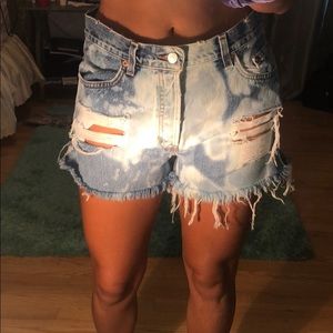 Homemade bleached and distressed jean shorts